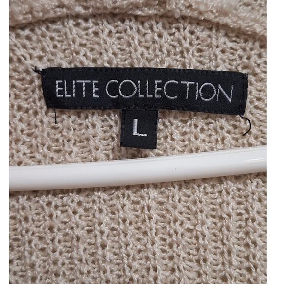 Elite Collection Beige Open Front Cardigan Sweater Large L - Picture 3 of 6